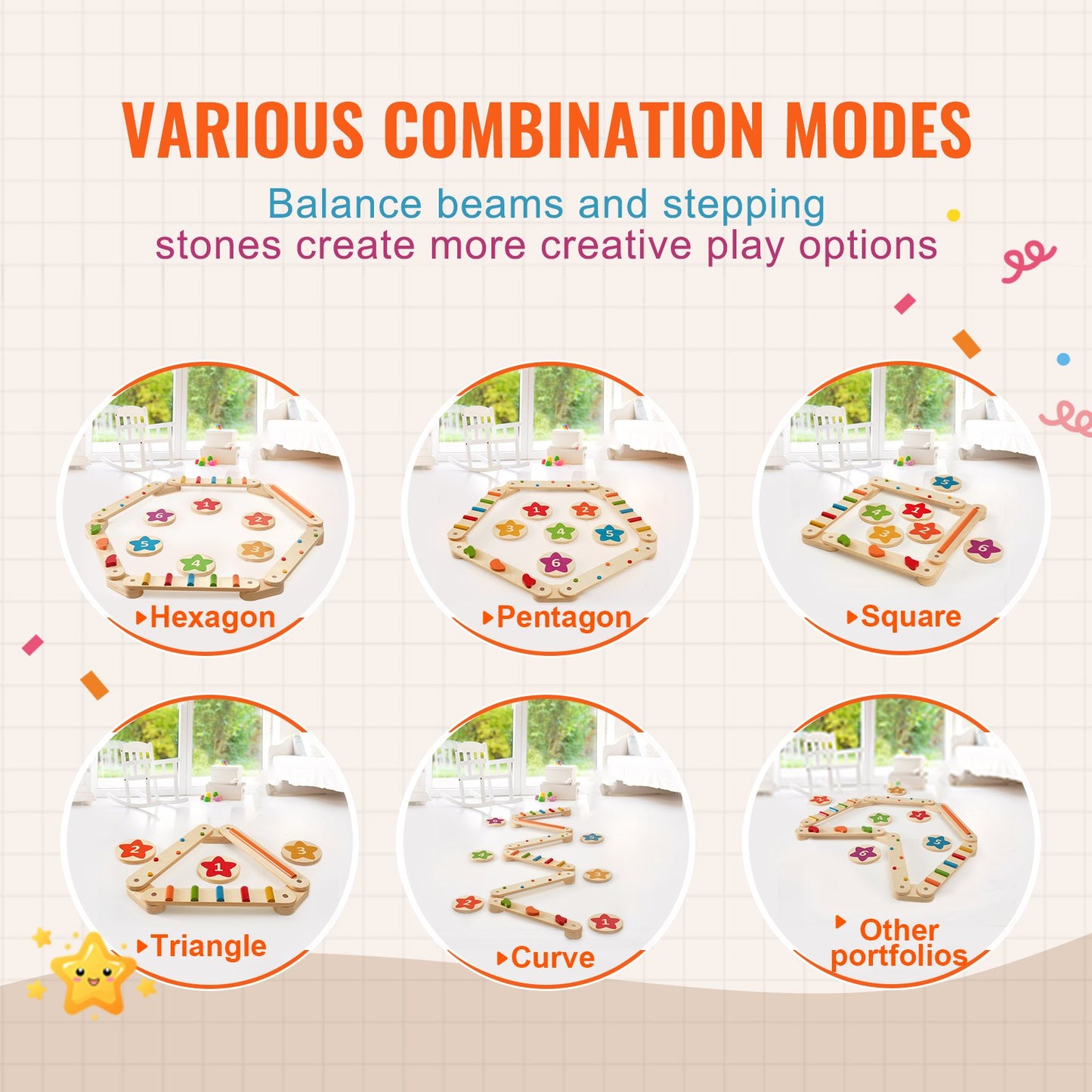 Kids Balance Beam Stepping Stones Gym Obstacle Children Balance Board 6PCS V952-ETPHMMZZAM6B5HOK7V0