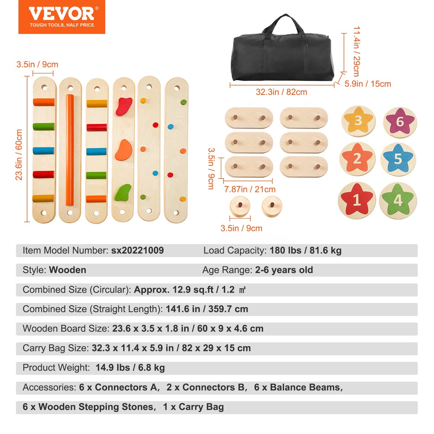 Kids Balance Beam Stepping Stones Gym Obstacle Children Balance Board 6PCS V952-ETPHMMZZAM6B5HOK7V0