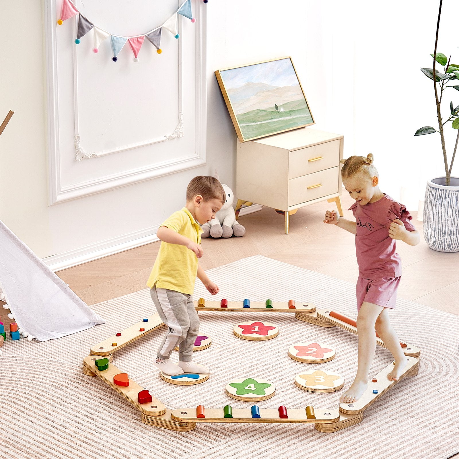 Kids Balance Beam Stepping Stones Gym Obstacle Children Balance Board 6PCS V952-ETPHMMZZAM6B5HOK7V0
