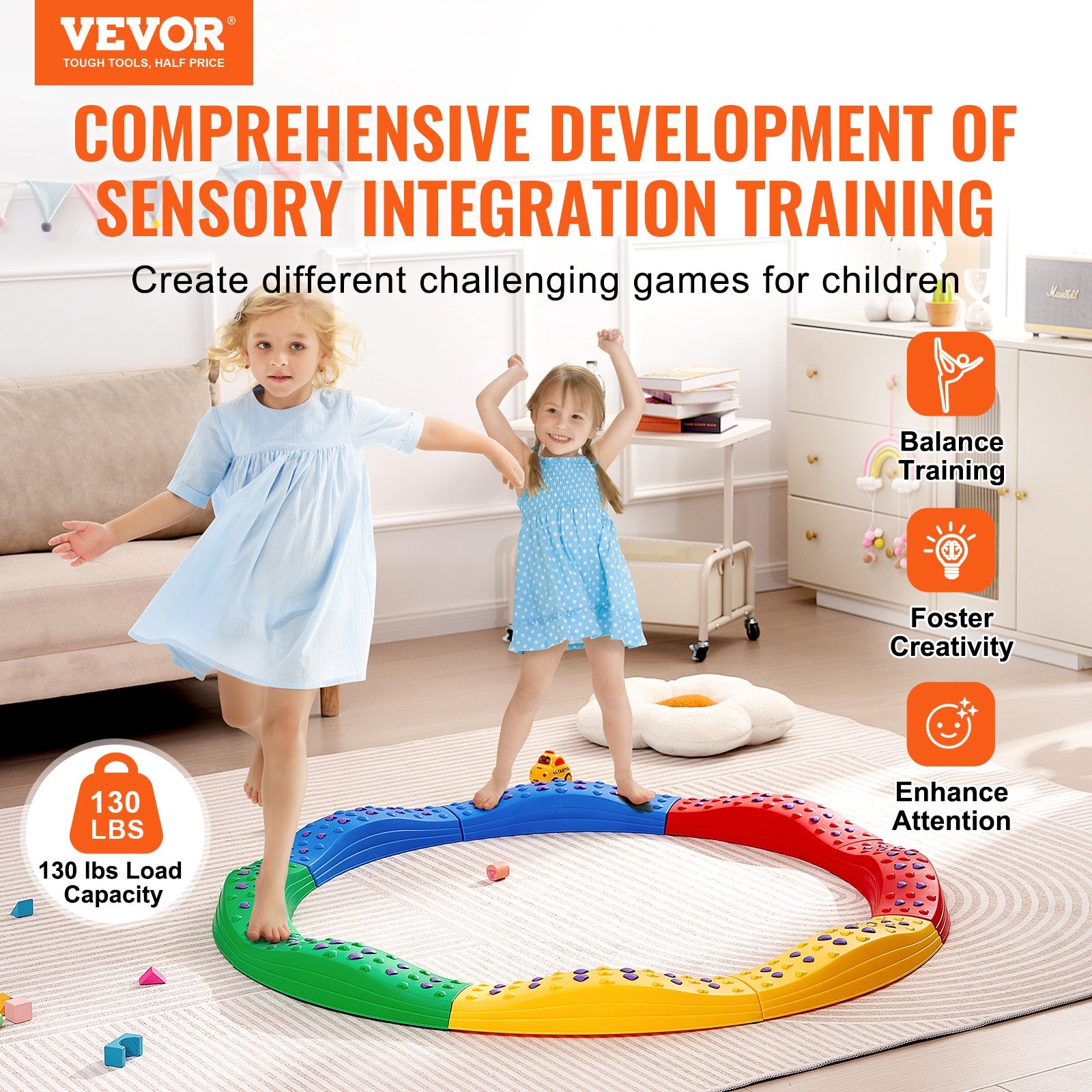 Balance Beam Stepping Stones, 8 PCS Toddler Balance Boards Non-Slip Textured Surface & Rubber Pads, V952-ETPHMSJ8BSJ886XKSV0