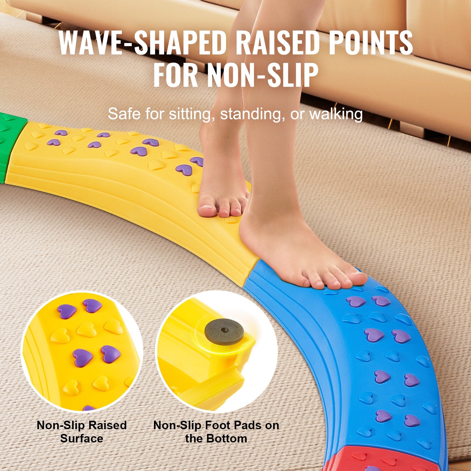 Balance Beam Stepping Stones, 8 PCS Toddler Balance Boards Non-Slip Textured Surface & Rubber Pads, V952-ETPHMSJ8BSJ886XKSV0