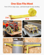 Ratchet Straps, 50.8 mm x 4.6 m, 30 Pack E-Track Tie Down Straps, 1995 kg Break Strength & 662 kg Rated Load, V952-ETRACKJLD2X1PQ6HQ001V0