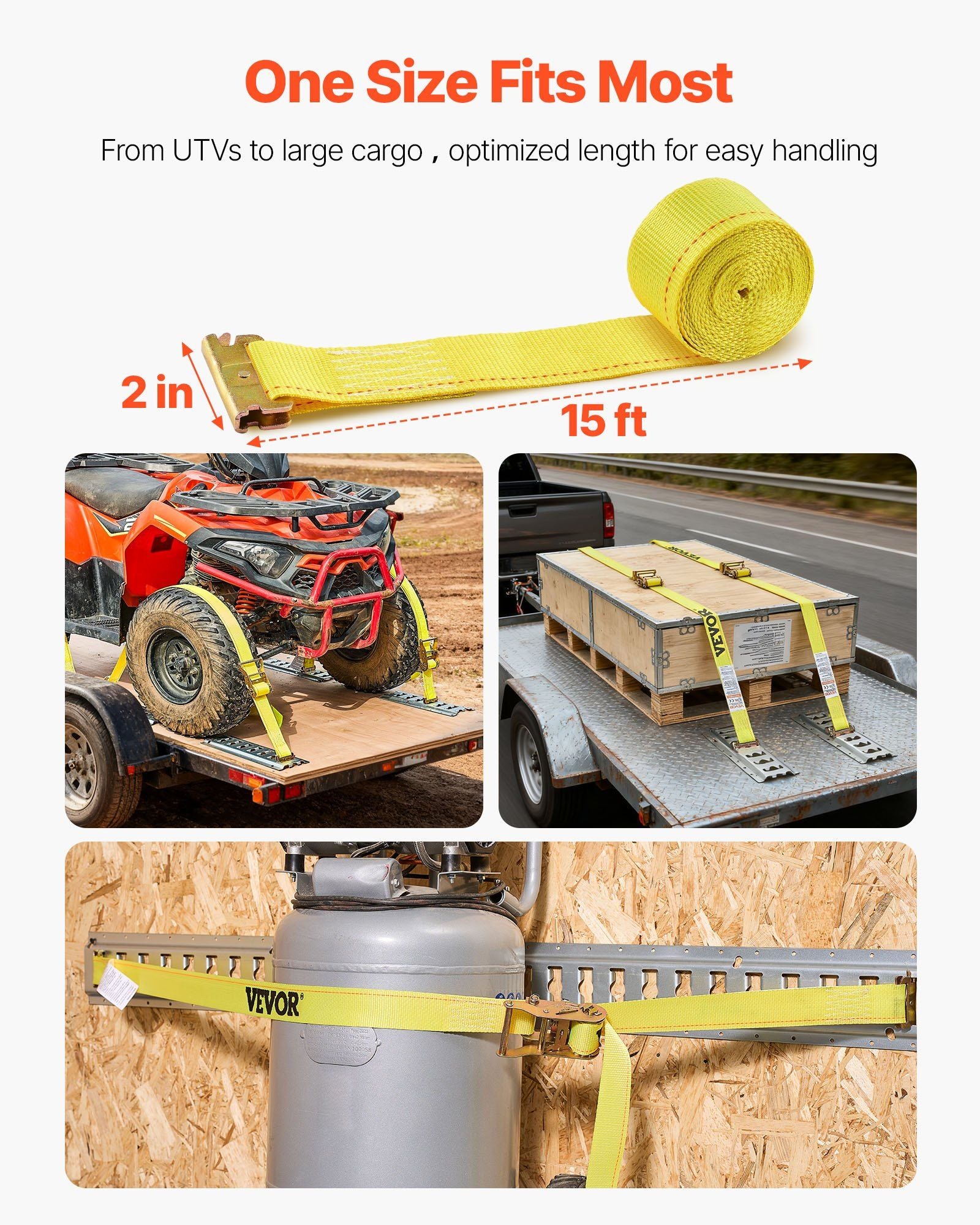 Ratchet Straps, 50.8 mm x 4.6 m, 30 Pack E-Track Tie Down Straps, 1995 kg Break Strength & 662 kg Rated Load, V952-ETRACKJLD2X1PQ6HQ001V0