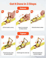 Ratchet Straps, 50.8 mm x 4.6 m, 30 Pack E-Track Tie Down Straps, 1995 kg Break Strength & 662 kg Rated Load, V952-ETRACKJLD2X1PQ6HQ001V0
