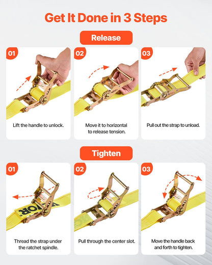 Ratchet Straps, 50.8 mm x 4.6 m, 30 Pack E-Track Tie Down Straps, 1995 kg Break Strength & 662 kg Rated Load, V952-ETRACKJLD2X1PQ6HQ001V0