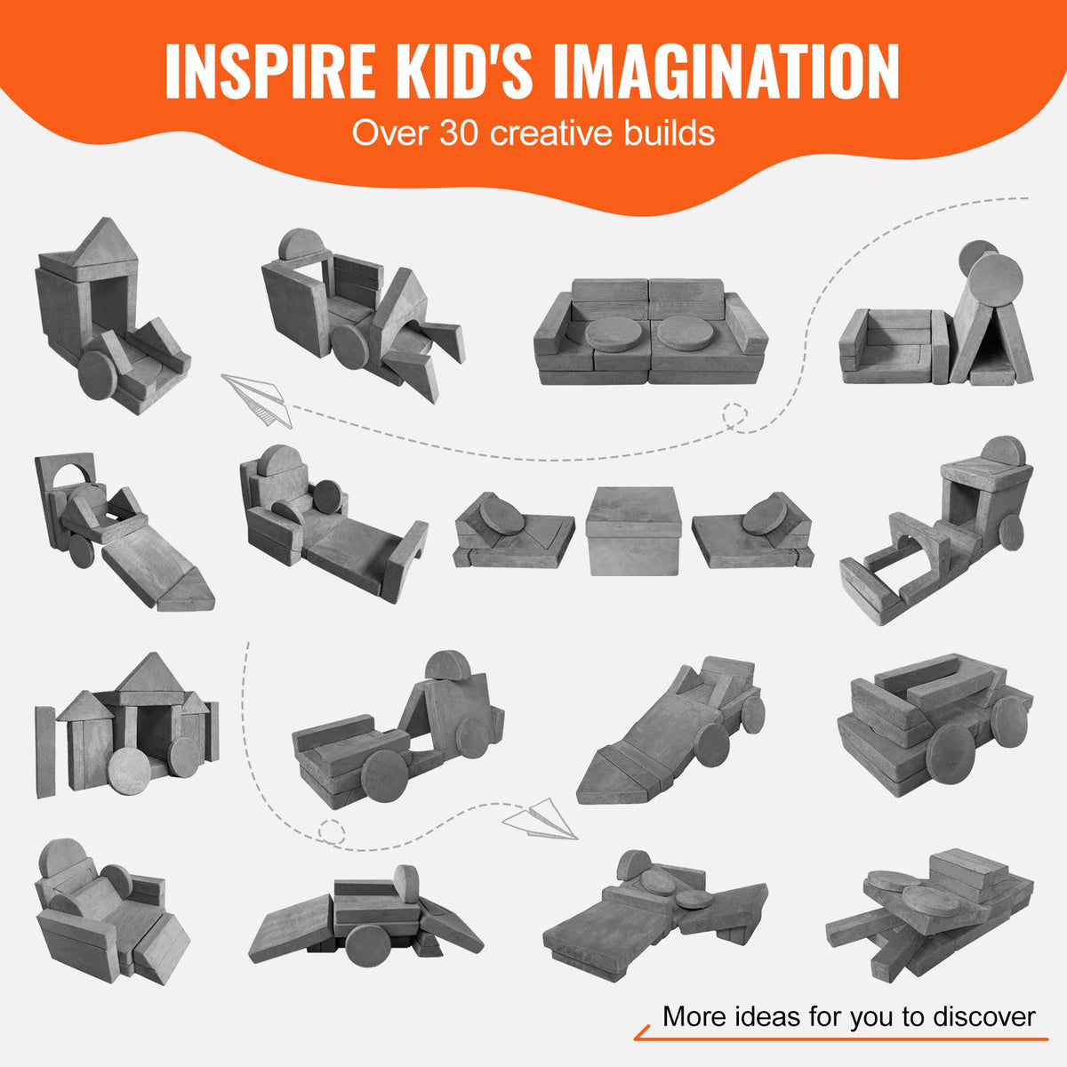 Play Couch, 15pcs Modular Kids Nugget Couch, Toddler Foam Sofa Couch with High-density 25D Sponge for V952-ETSF1656625YVMCKFV0