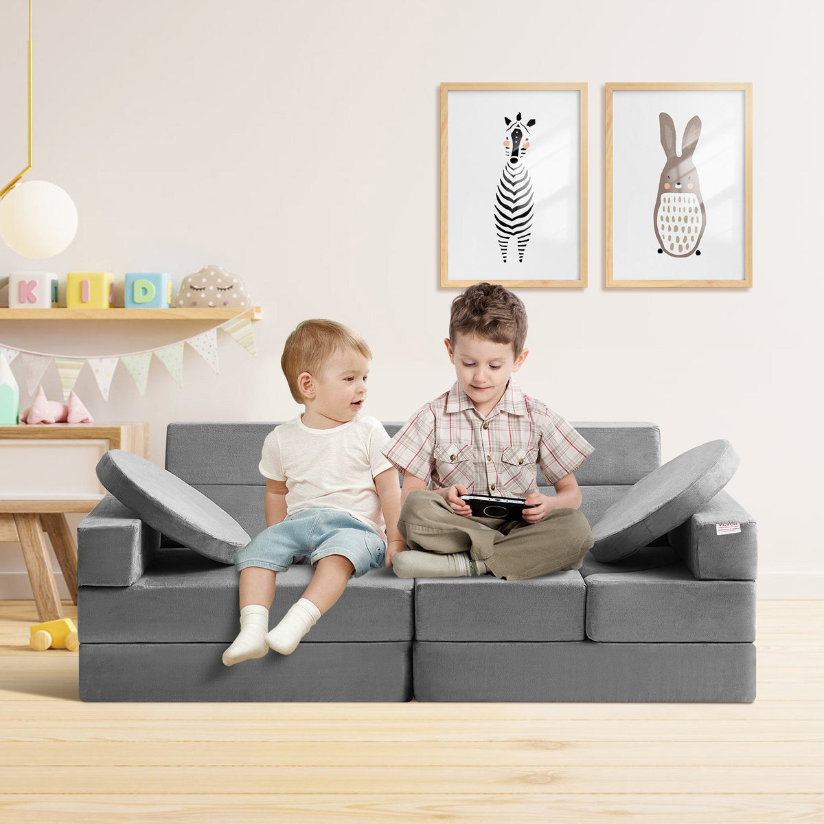 Play Couch, 15pcs Modular Kids Nugget Couch, Toddler Foam Sofa Couch with High-density 25D Sponge for V952-ETSF1656625YVMCKFV0