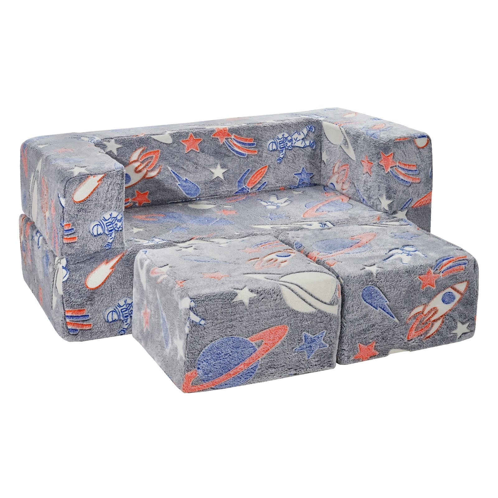Modular Kids Play Couch 4Pcs DIY Glow in the Dark Toddler Chair Grey V952-ETSF411849YC8HY99V0