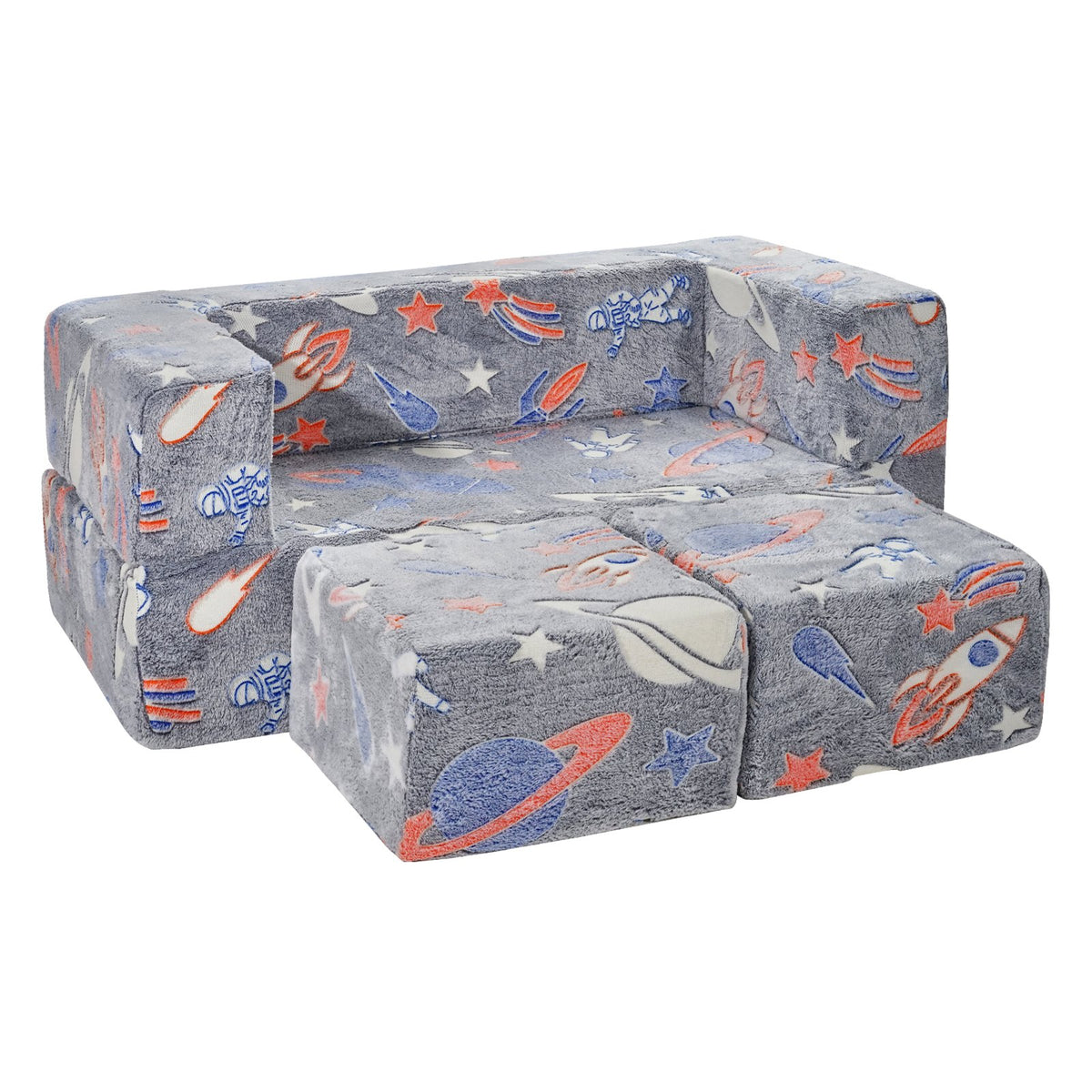 Modular Kids Play Couch 4Pcs DIY Glow in the Dark Toddler Chair Grey V952-ETSF411849YC8HY99V0