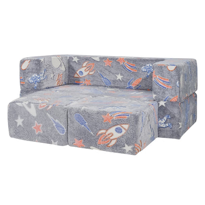 Modular Kids Play Couch 4Pcs DIY Glow in the Dark Toddler Chair Grey V952-ETSF411849YC8HY99V0