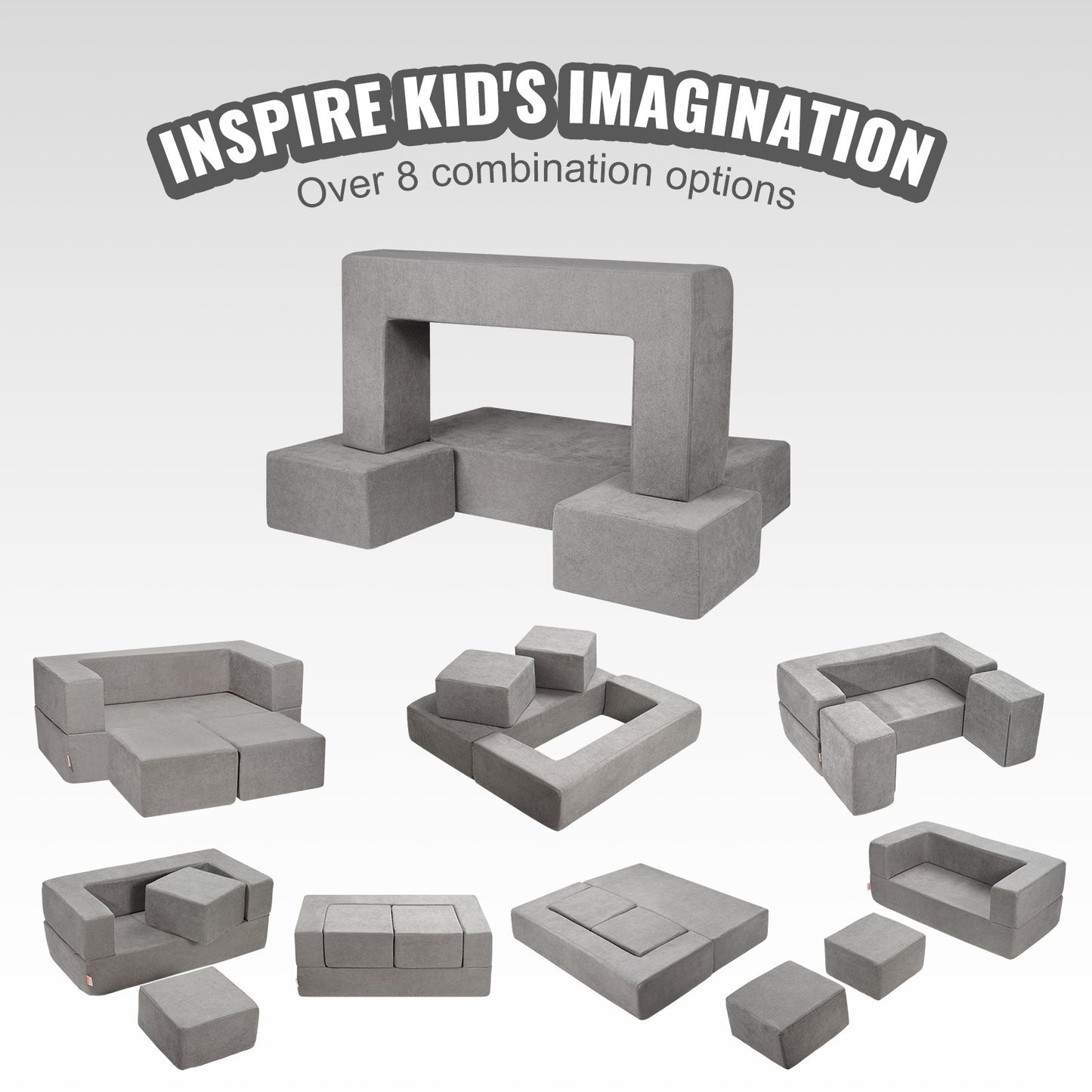 Modular Kids Play Couch 4Pcs DIY Creative Child Sectional Sofa Dark Grey V952-ETSF411849YCYGPWSV0