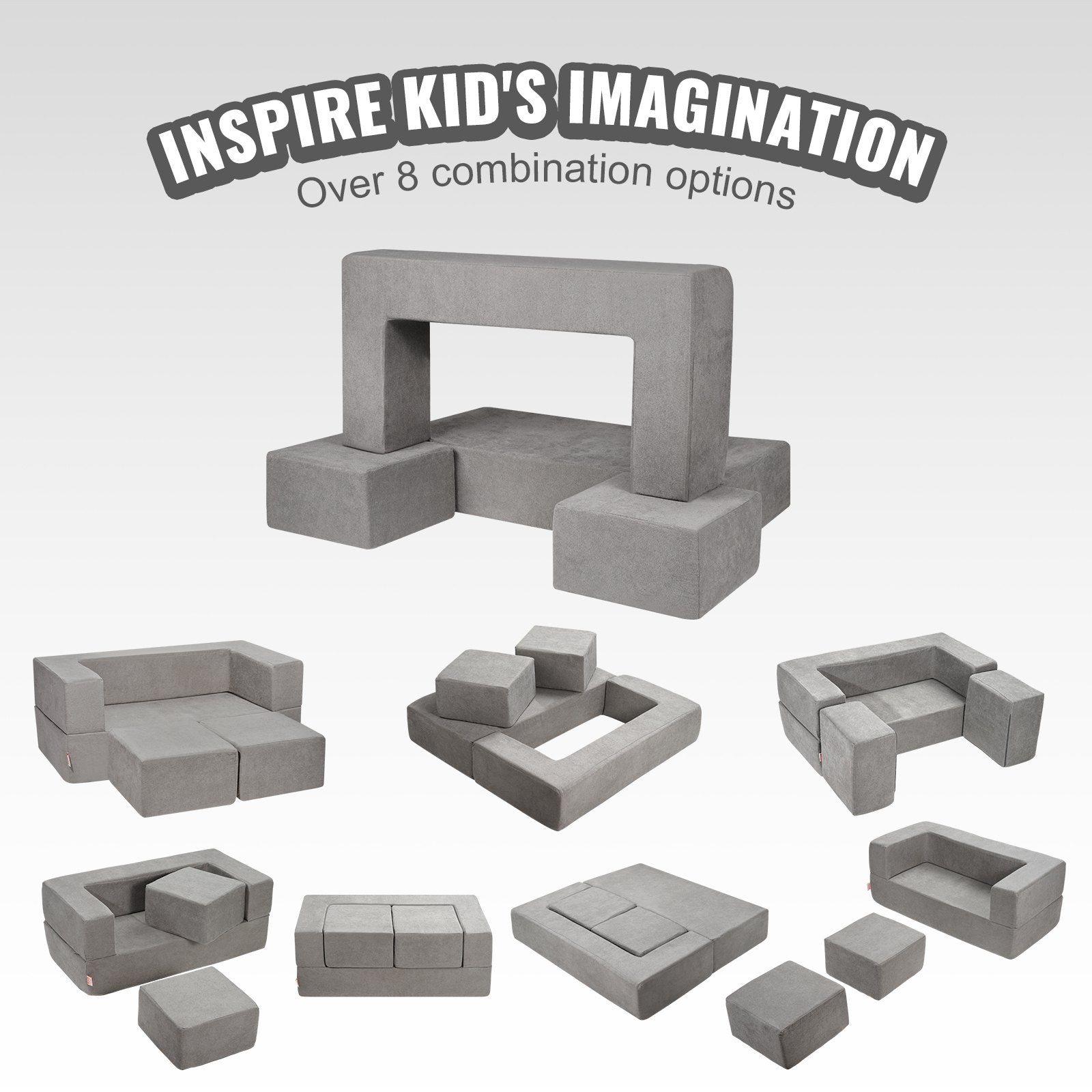 Modular Kids Play Couch 4Pcs DIY Creative Child Sectional Sofa Dark Grey V952-ETSF411849YCYGPWSV0