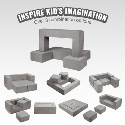 Modular Kids Play Couch 4Pcs DIY Creative Child Sectional Sofa Dark Grey V952-ETSF411849YCYGPWSV0