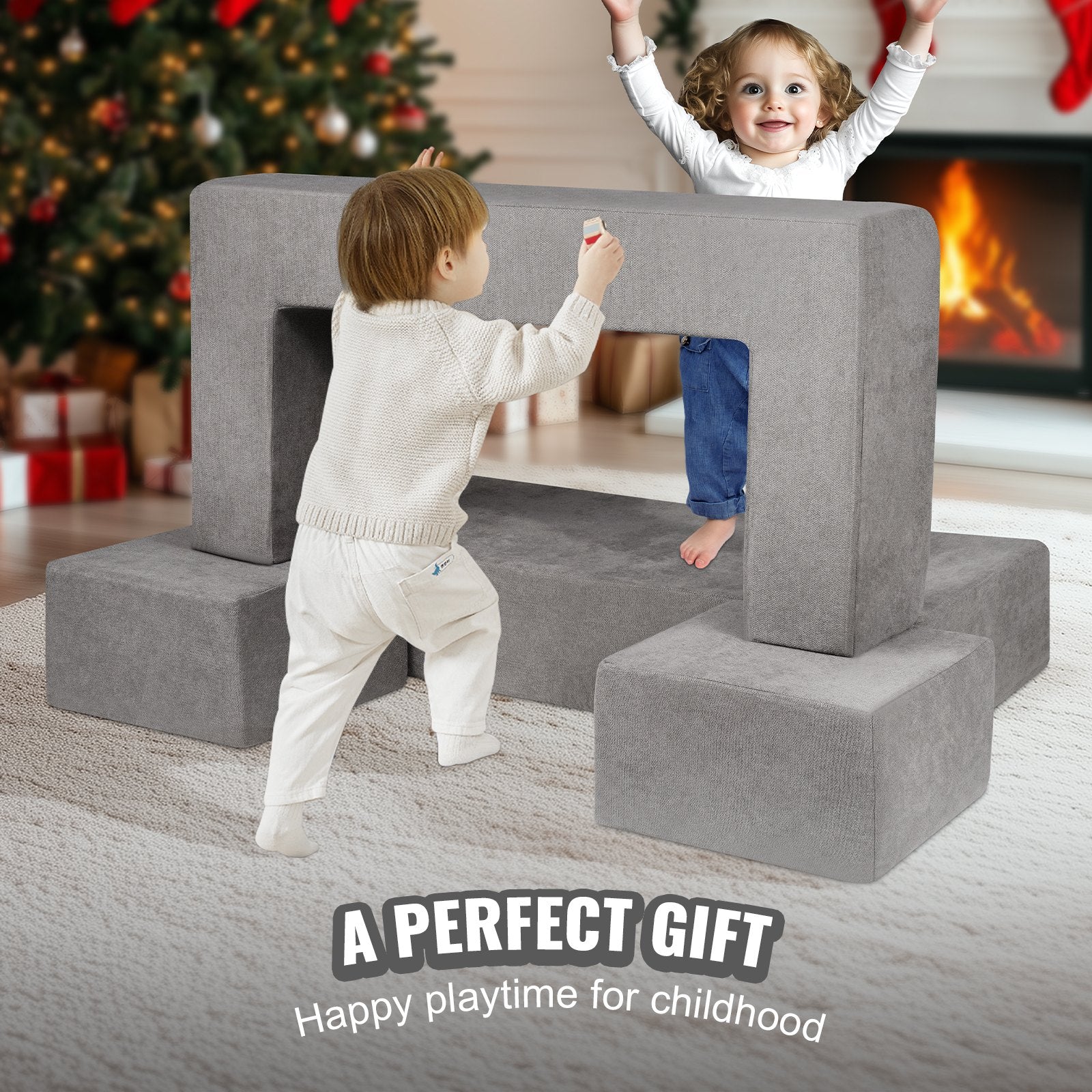 Modular Kids Play Couch 4Pcs DIY Creative Child Sectional Sofa Dark Grey V952-ETSF411849YCYGPWSV0