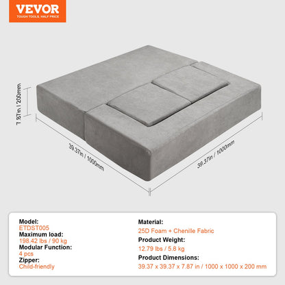 Modular Kids Play Couch 4Pcs DIY Creative Child Sectional Sofa Dark Grey V952-ETSF411849YCYGPWSV0