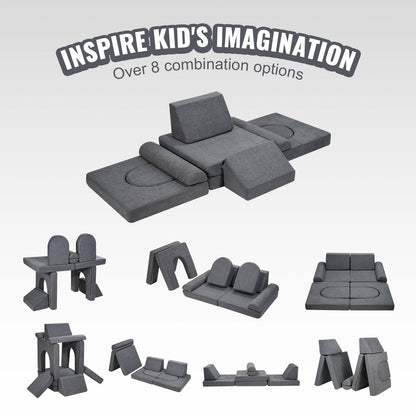Modular Kids Play Couch 10Pcs DIY Creative Toddler Sectional Sofa Grey V952-ETSF5255724Y94P8YV0