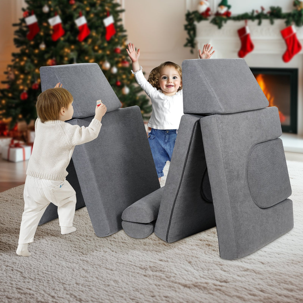 Modular Kids Play Couch 10Pcs DIY Creative Toddler Sectional Sofa Grey V952-ETSF5255724Y94P8YV0