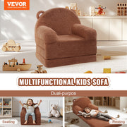 Baby Chair Foldable 2-in-1 Baby Lounger Couch Cartoon Kids Sofa Brown V952-ETSF60X3375XZIF7KV0