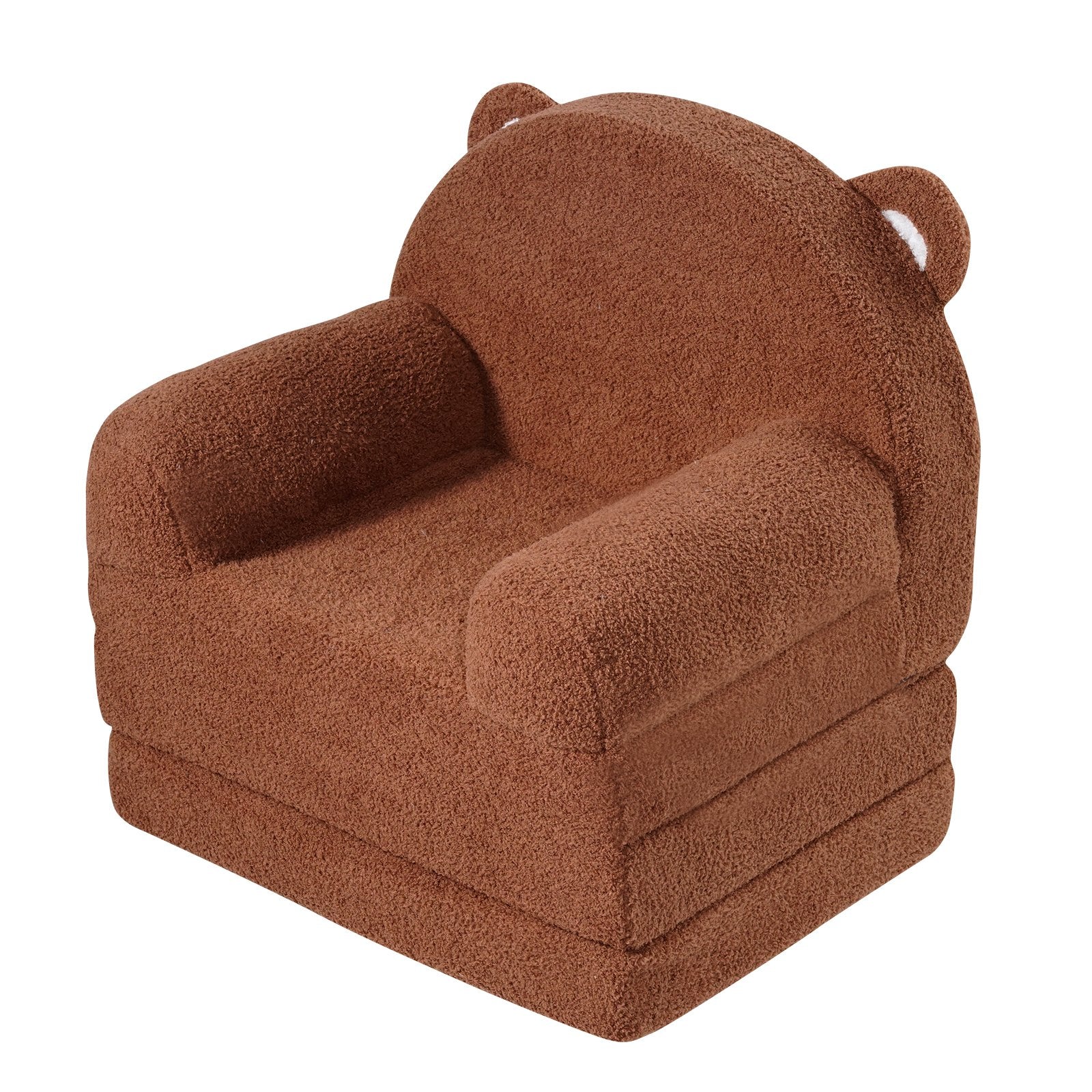 Baby Chair Foldable 2-in-1 Baby Lounger Couch Cartoon Kids Sofa Brown V952-ETSF60X3375XZIF7KV0