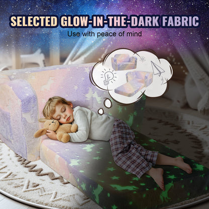 Foldable Baby Chair 2-in-1 Baby Lounger Couch Glow in Dark Kids Sofa V952-ETSF6354652I4U5Y8V0