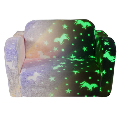 Foldable Baby Chair 2-in-1 Baby Lounger Couch Glow in Dark Kids Sofa V952-ETSF6354652I4U5Y8V0