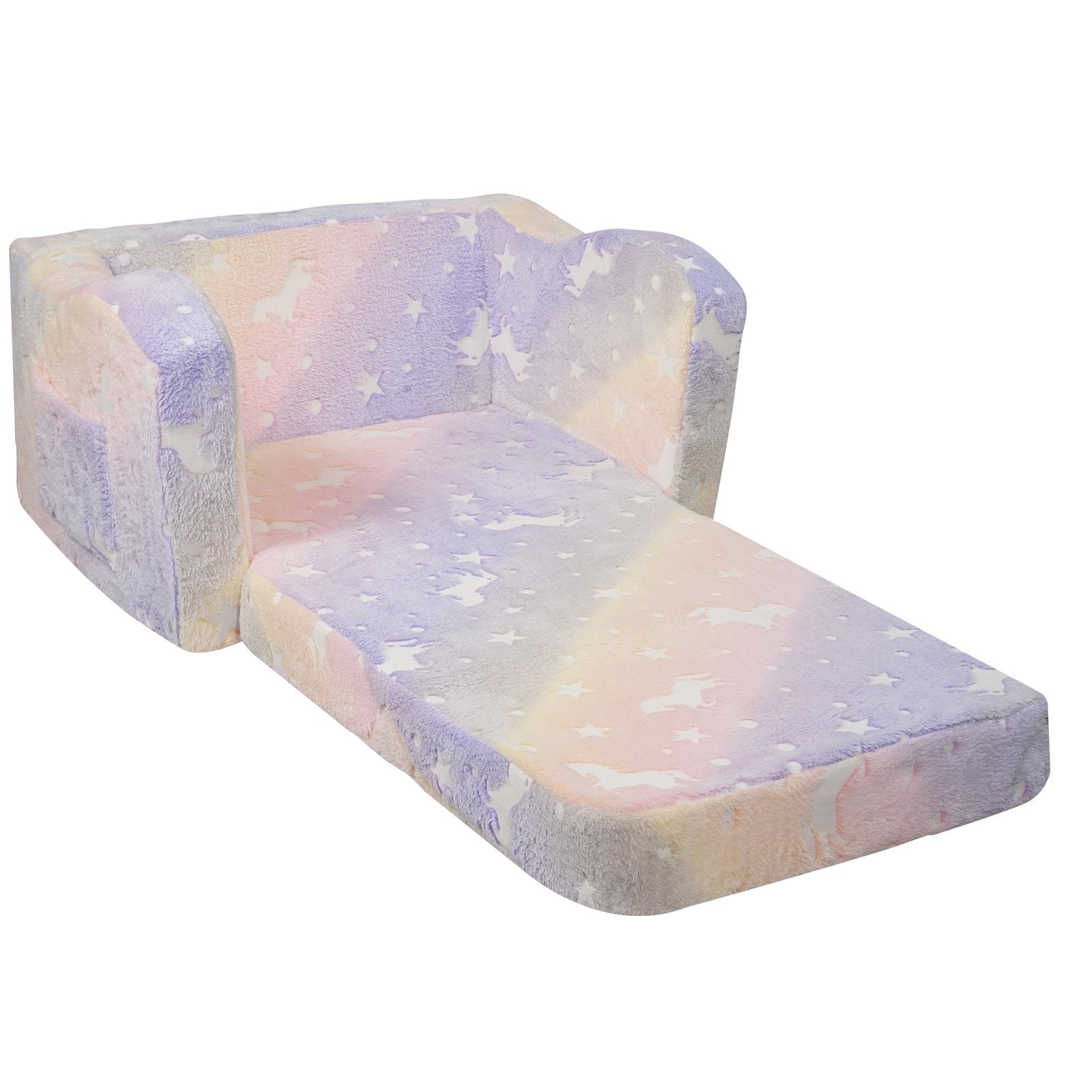 Foldable Baby Chair 2-in-1 Baby Lounger Couch Glow in Dark Kids Sofa V952-ETSF6354652I4U5Y8V0