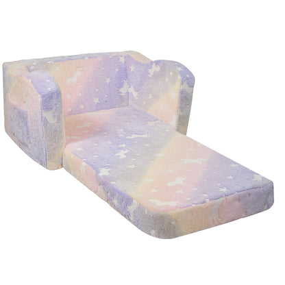 Foldable Baby Chair 2-in-1 Baby Lounger Couch Glow in Dark Kids Sofa V952-ETSF6354652I4U5Y8V0