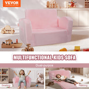 Baby Chair Foldable 2-in-1 Comfy Baby Lounger Couch Kids Sofa Pink V952-ETSF6354652I6PHIKV0
