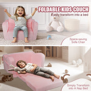 Baby Chair Foldable 2-in-1 Comfy Baby Lounger Couch Kids Sofa Pink V952-ETSF6354652I6PHIKV0