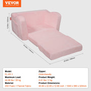 Baby Chair Foldable 2-in-1 Comfy Baby Lounger Couch Kids Sofa Pink V952-ETSF6354652I6PHIKV0