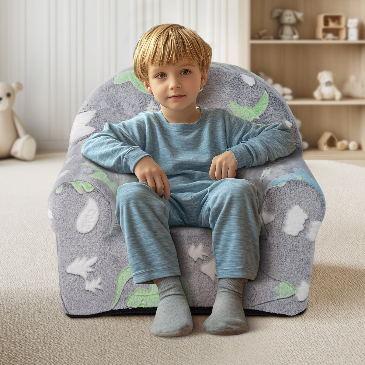 Toddler Chair Glow in the Dark Plush Baby Chair Playroom Furniture Grey V952-ETSF6354652I9VPLOV0