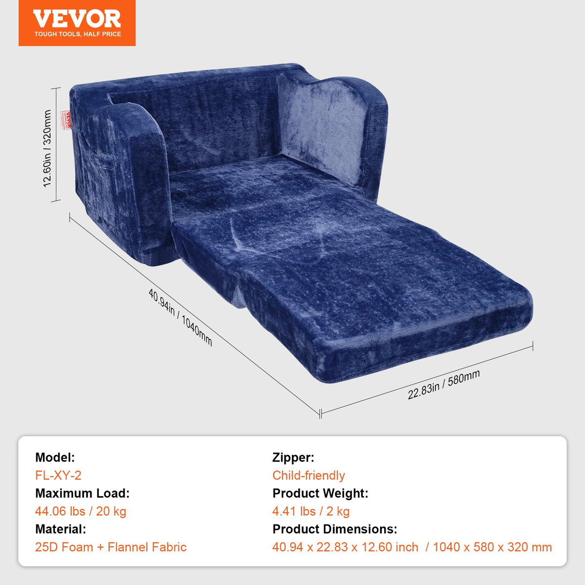 Baby Chair Foldable 2-in-1 Comfy Baby Lounger Couch Kids Sofa Blue V952-ETSF6354652INRR5PV0