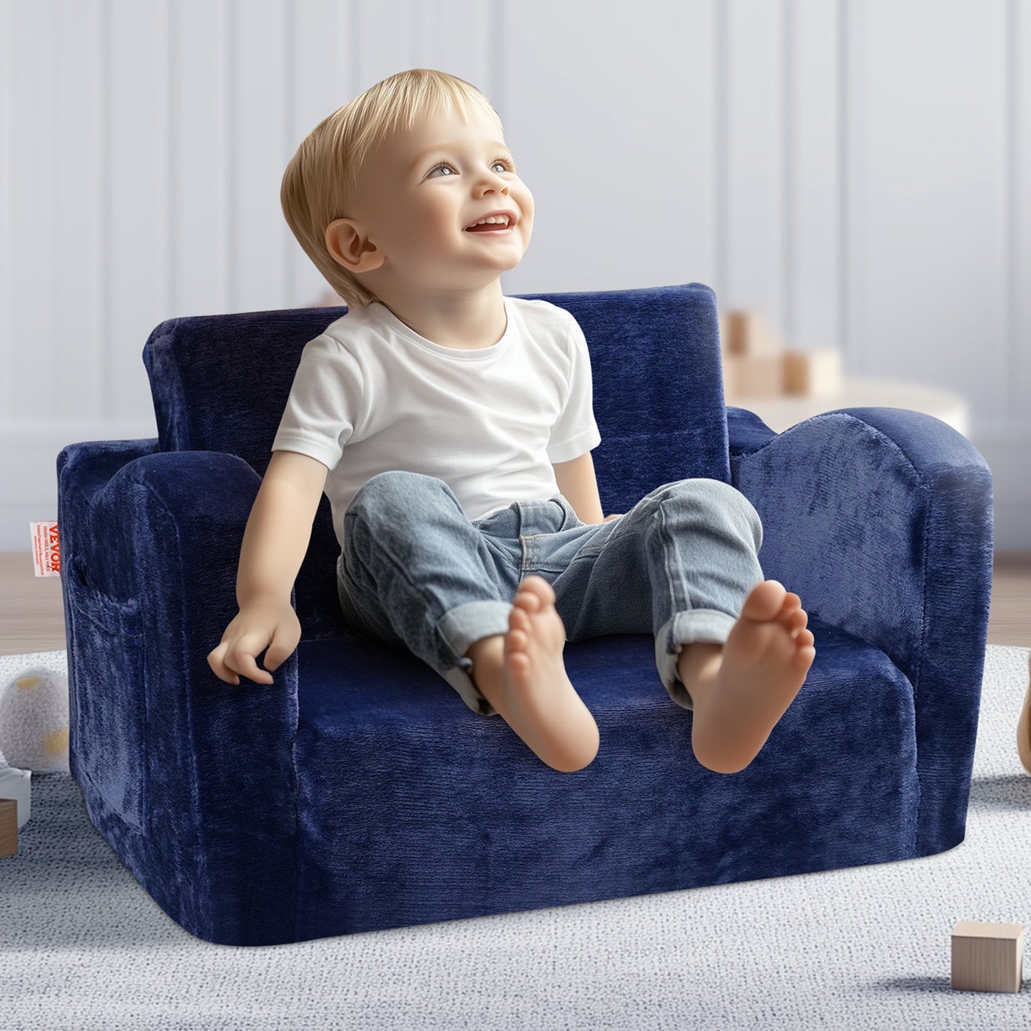 Baby Chair Foldable 2-in-1 Comfy Baby Lounger Couch Kids Sofa Blue V952-ETSF6354652INRR5PV0