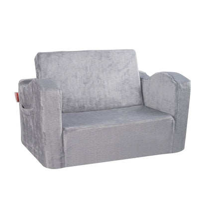 Baby Chair Foldable 2-in-1 Comfy Baby Lounger Couch Kids Sofa Grey V952-ETSF6354652INYQ5DV0