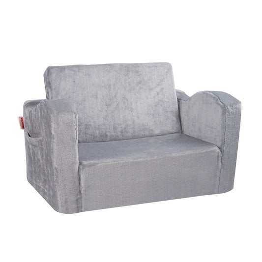 Baby Chair Foldable 2-in-1 Comfy Baby Lounger Couch Kids Sofa Grey V952-ETSF6354652INYQ5DV0