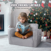Baby Chair Foldable 2-in-1 Comfy Baby Lounger Couch Kids Sofa Grey V952-ETSF6354652INYQ5DV0