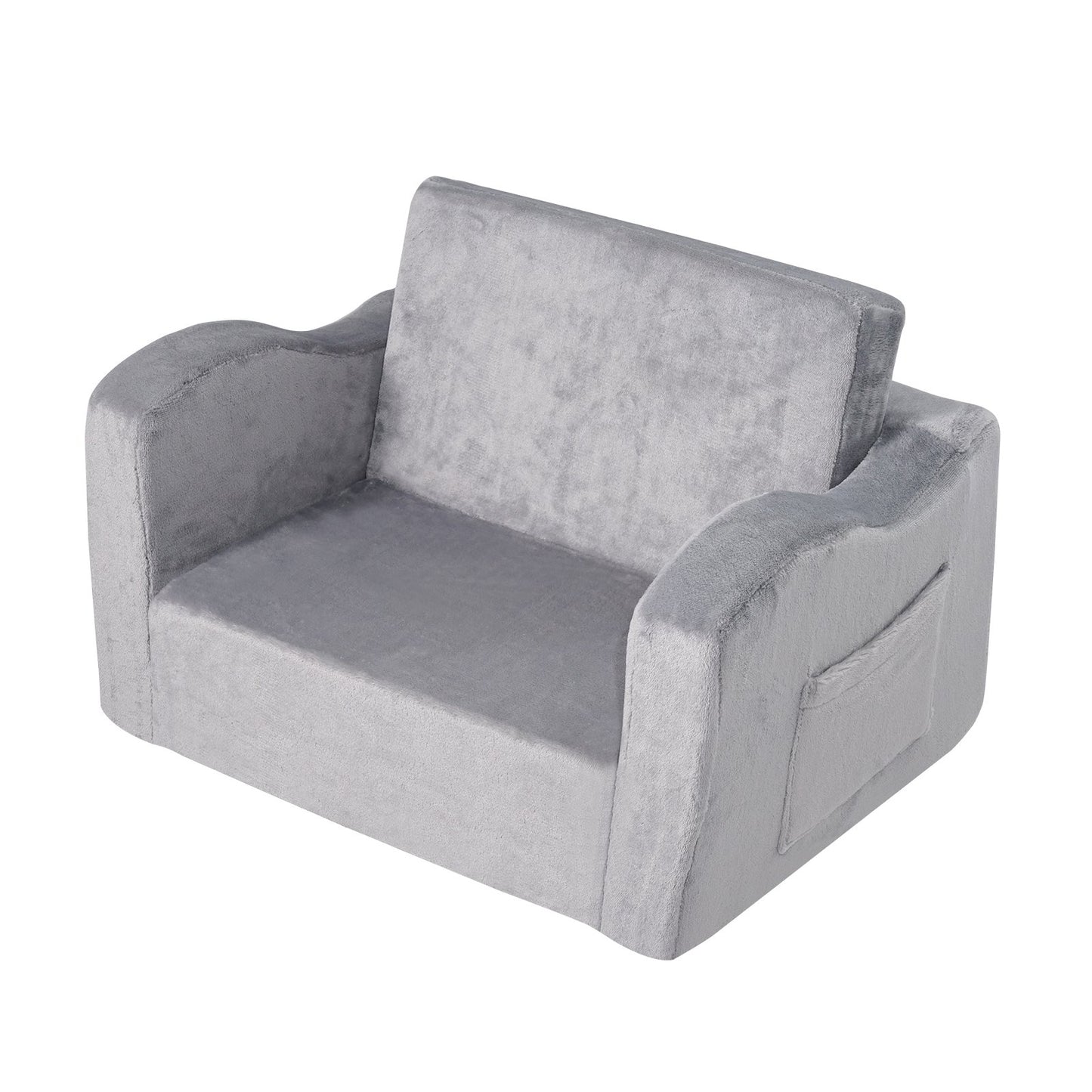 Baby Chair Foldable 2-in-1 Comfy Baby Lounger Couch Kids Sofa Grey V952-ETSF6354652INYQ5DV0