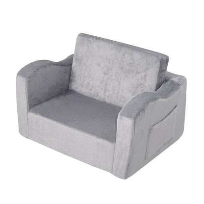 Baby Chair Foldable 2-in-1 Comfy Baby Lounger Couch Kids Sofa Grey V952-ETSF6354652INYQ5DV0