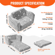 Fold-out Kids Sofa, Glow-in-the-Dark Kids Couch Chair, 2-in-1 Children Convertible Sofa to Lounger, Extra V952-ETSFZDSF00008T8FPV0