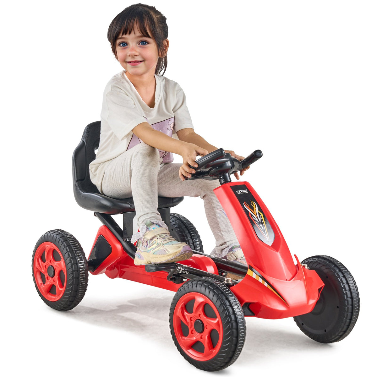 Go Kart 4 Wheel Pedal Ride On Toy for Kids Ages 3-8 Adjustable Seat Red V952-ETTBCJTK38S6FXZBJV0