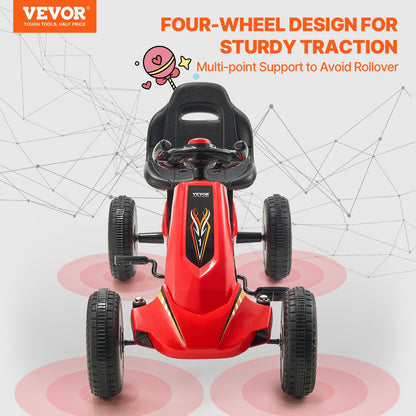 Go Kart 4 Wheel Pedal Ride On Toy for Kids Ages 3-8 Adjustable Seat Red V952-ETTBCJTK38S6FXZBJV0