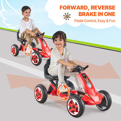 Go Kart 4 Wheel Pedal Ride On Toy for Kids Ages 3-8 Adjustable Seat Red V952-ETTBCJTK38S6FXZBJV0