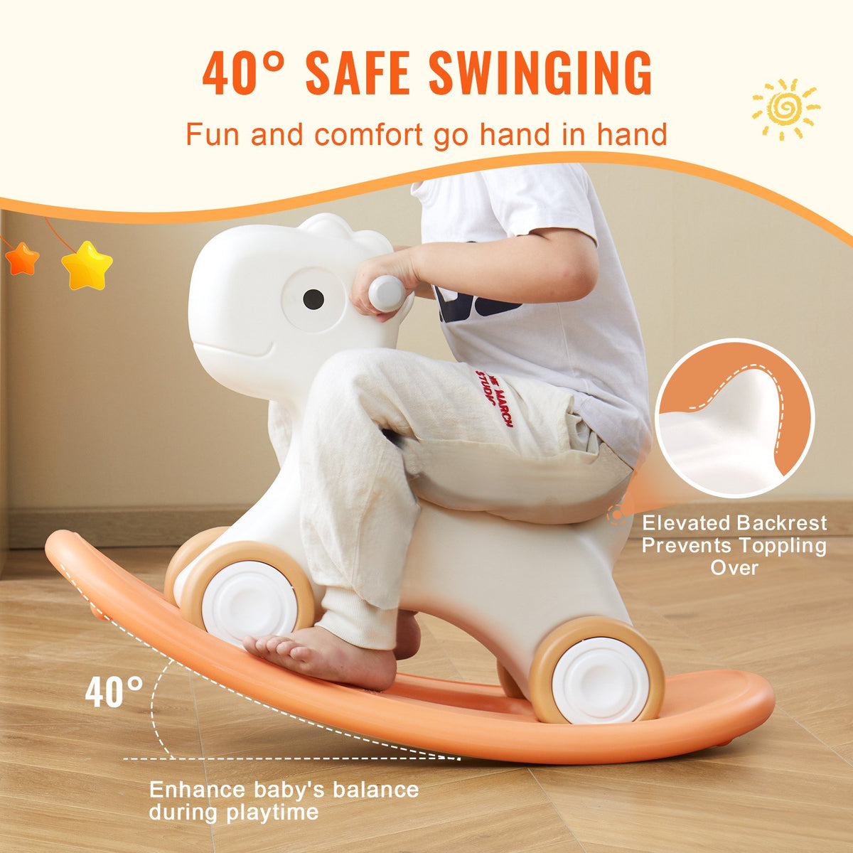 3 in 1 Rocking Horse for Toddlers 1-3 Years, Baby Rocking Horse with Detachable Balance Board and 4 Smooth V952-ETYBMHSSLDGNRHG1RV0