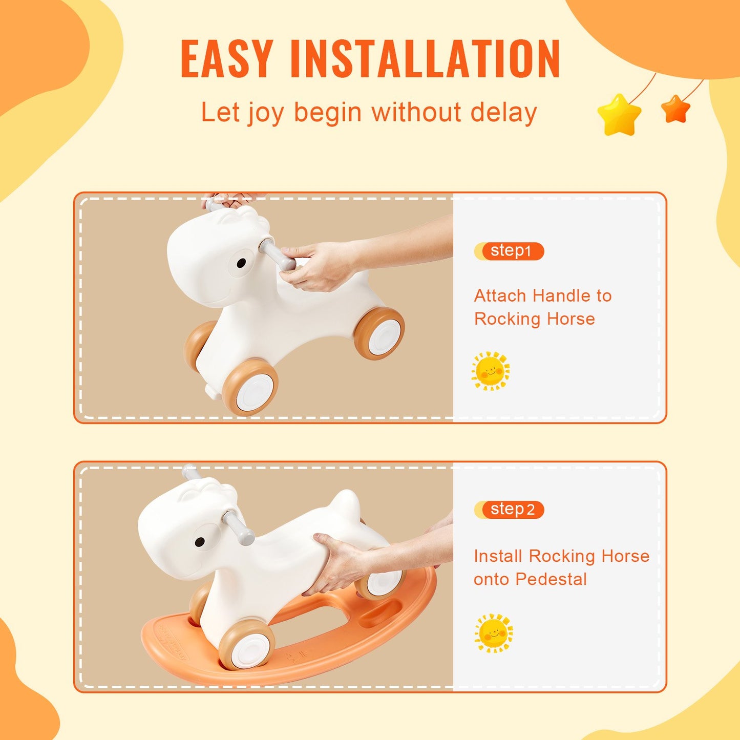 3 in 1 Rocking Horse for Toddlers 1-3 Years, Baby Rocking Horse with Detachable Balance Board and 4 Smooth V952-ETYBMHSSLDGNRHG1RV0