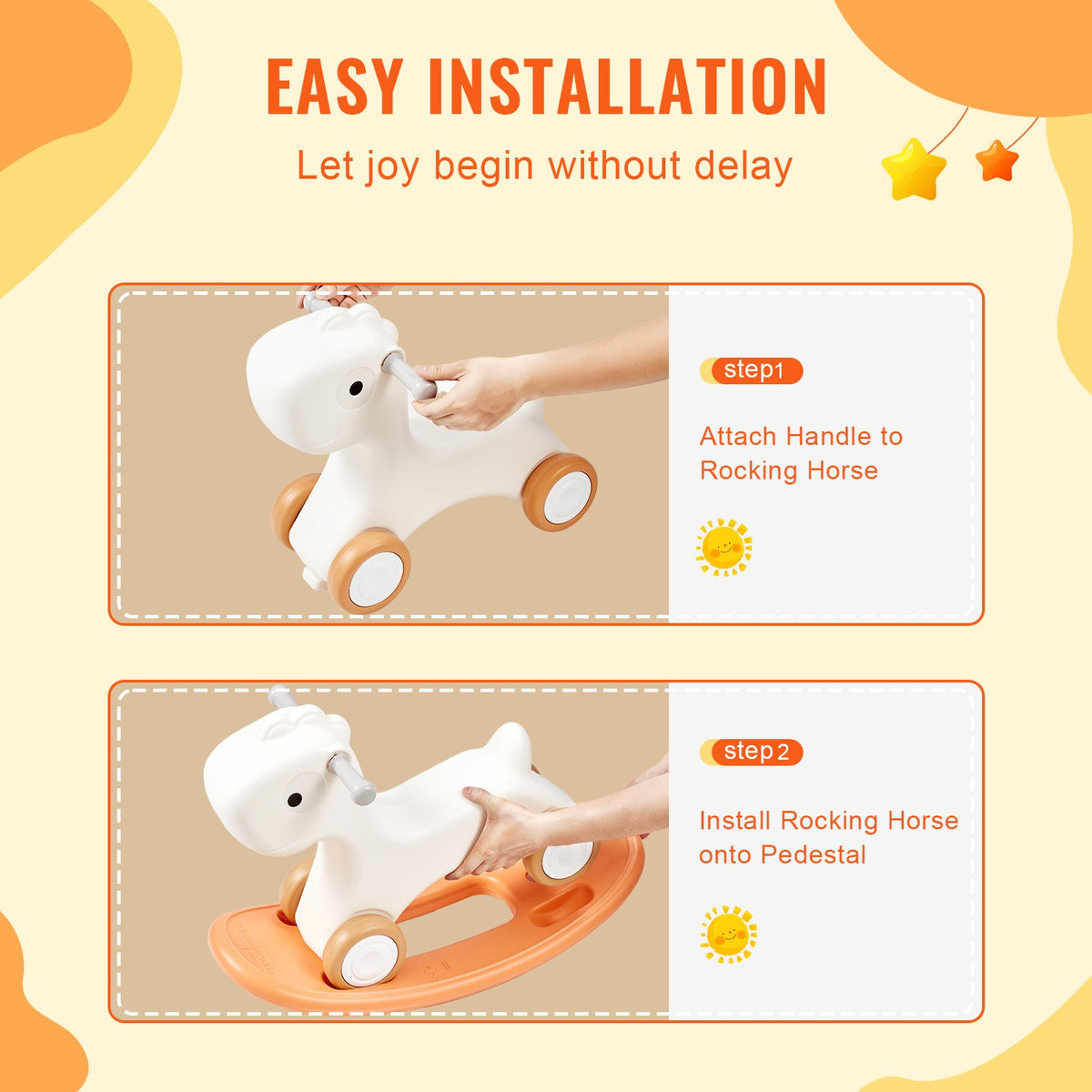 3 in 1 Rocking Horse for Toddlers 1-3 Years, Baby Rocking Horse with Detachable Balance Board and 4 Smooth V952-ETYBMHSSLDGNRHG1RV0