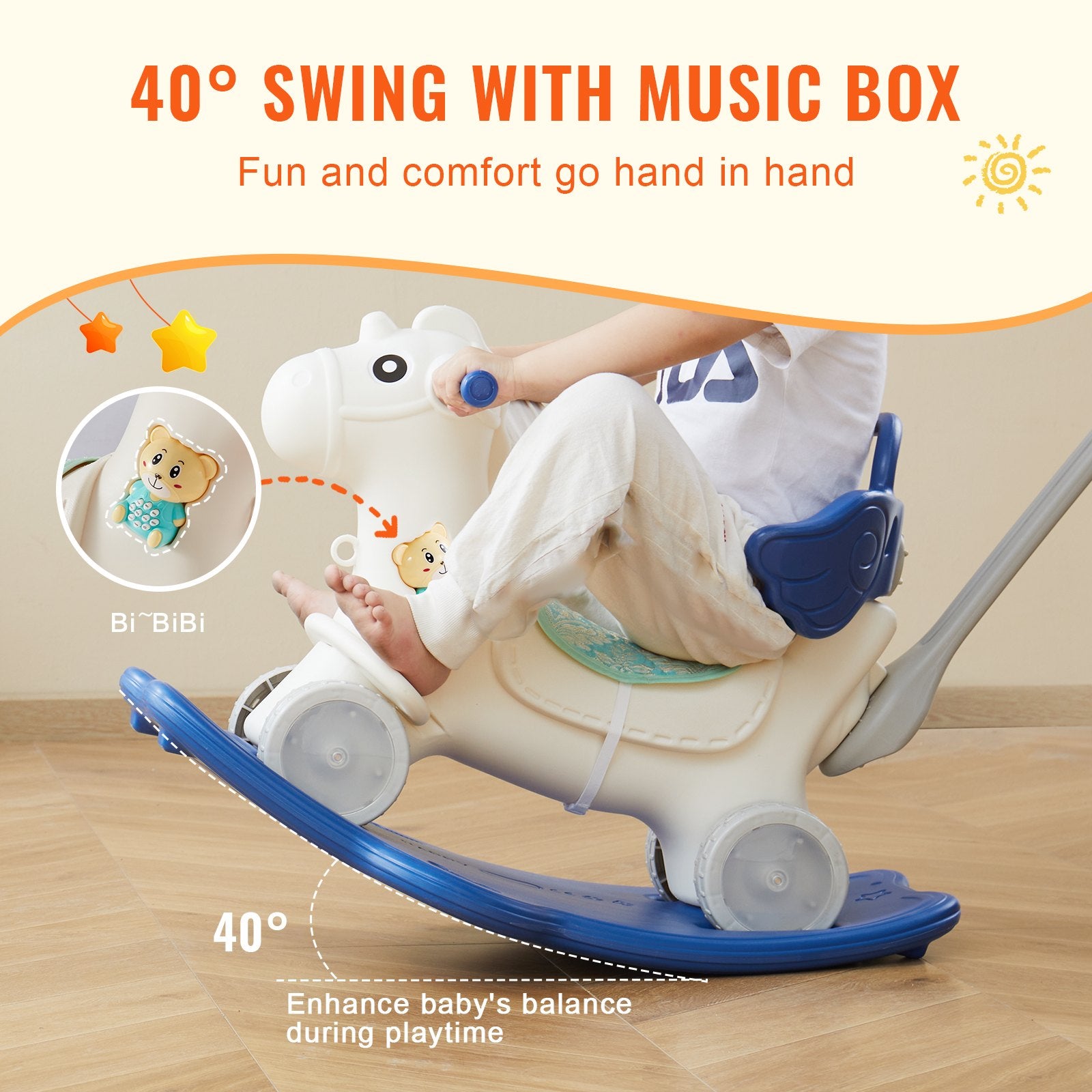 4 in 1 Rocking Horse for Toddlers 1-3 Years, Baby Rocking Horse with Detachable Balance Board, Push Handle V952-ETYBMSLDGNKTHCEGGV9