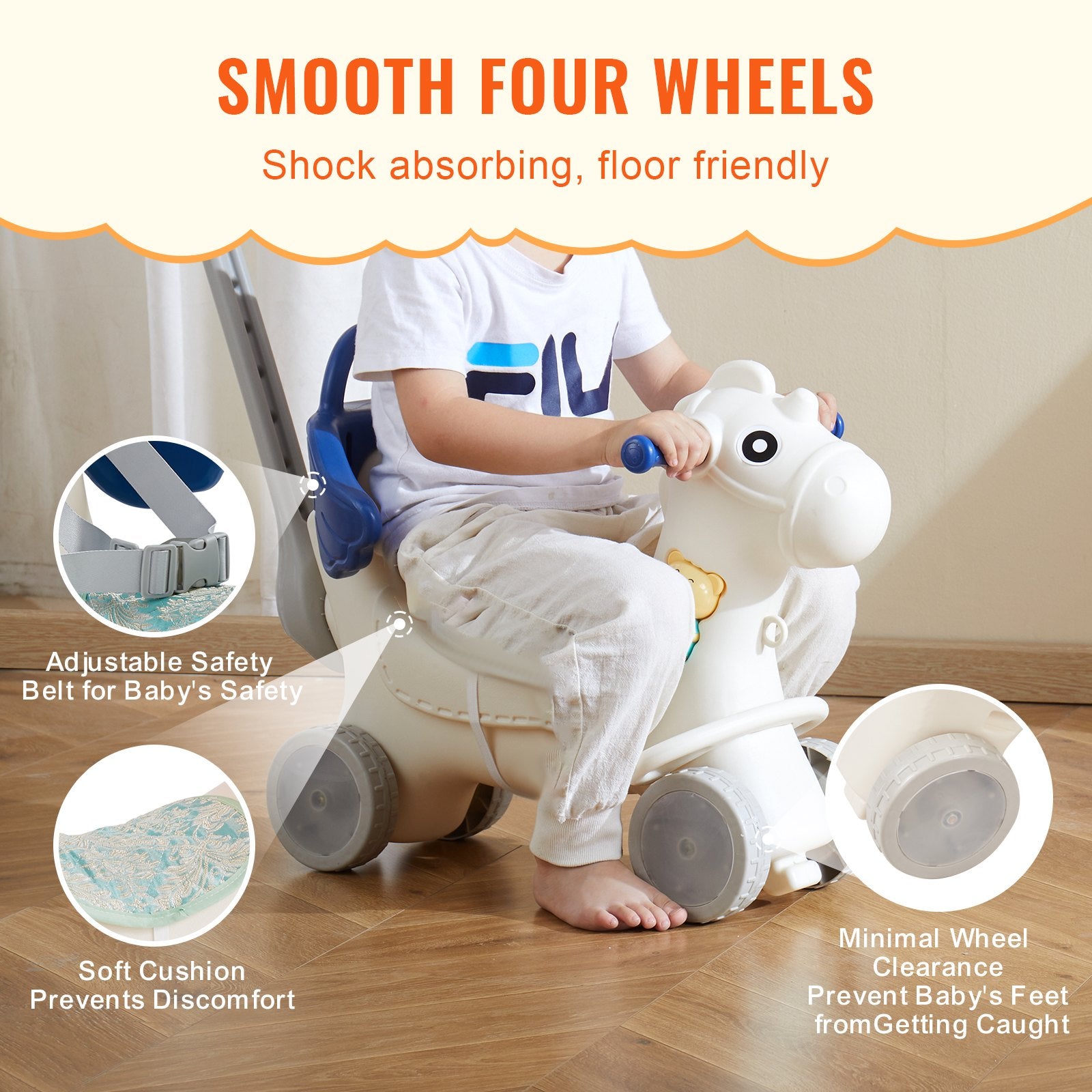 4 in 1 Rocking Horse for Toddlers 1-3 Years, Baby Rocking Horse with Detachable Balance Board, Push Handle V952-ETYBMSLDGNKTHCEGGV9