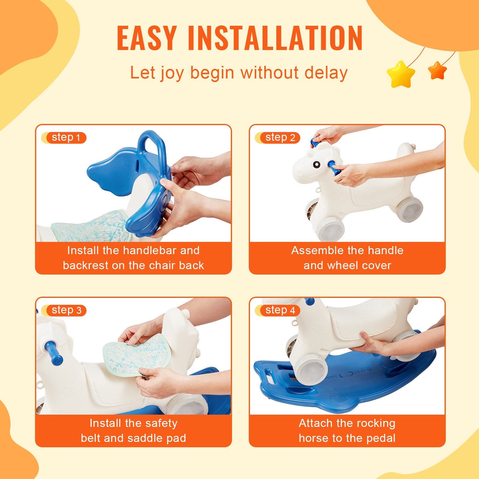 4 in 1 Rocking Horse for Toddlers 1-3 Years, Baby Rocking Horse with Detachable Balance Board, Push Handle V952-ETYBMSLDGNKTHCEGGV9