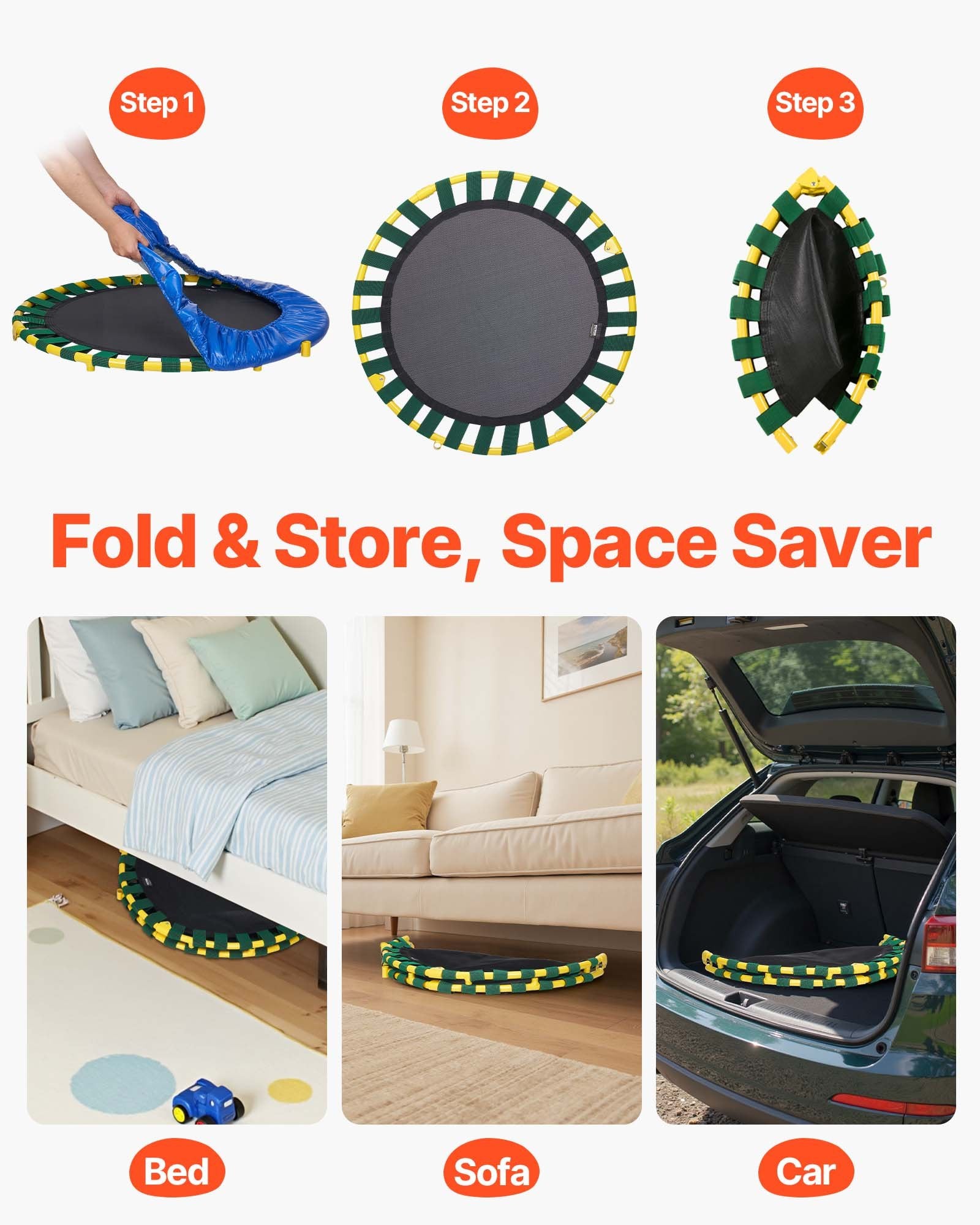 3FT Trampoline for Kids, 92 cm Trampolines Indoor/Outdoor Trampoline for Toddlers, Foldable Mini Baby V952-ETYXBC3YCYXBM625VV0