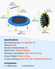 3FT Trampoline for Kids, 92 cm Trampolines Indoor/Outdoor Trampoline for Toddlers, Foldable Mini Baby V952-ETYXBC3YCYXBM625VV0
